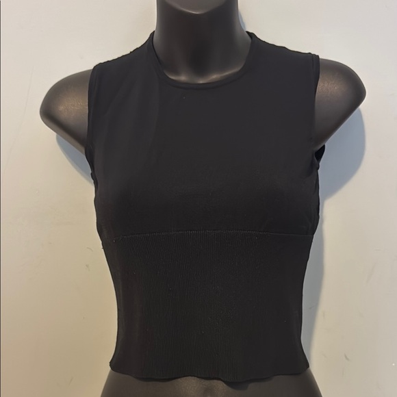 Versace Tops - Versace Black Fitted Ribbed Sleeveless Crop Tank